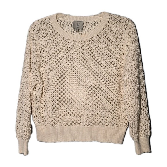 Sioni Sweaters - Sioni Womens Size Large Peach Faux Pearl Beaded Sweater Cardigan Crochet